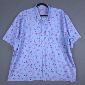 Retro Rifle Tactimingo Shirt Mens 4XL Blue Flamingo AOP Short Sleeve Button XXXL